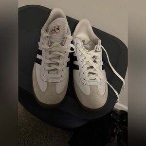 Adidas Samba White and Black Striped Sneakers, men size 10, women size 11.5